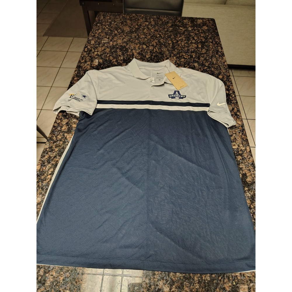 Nike Dri-FIT Polo Shirt Mens Large Grey Navy Dallas Cowboys Miller Lite Andrews